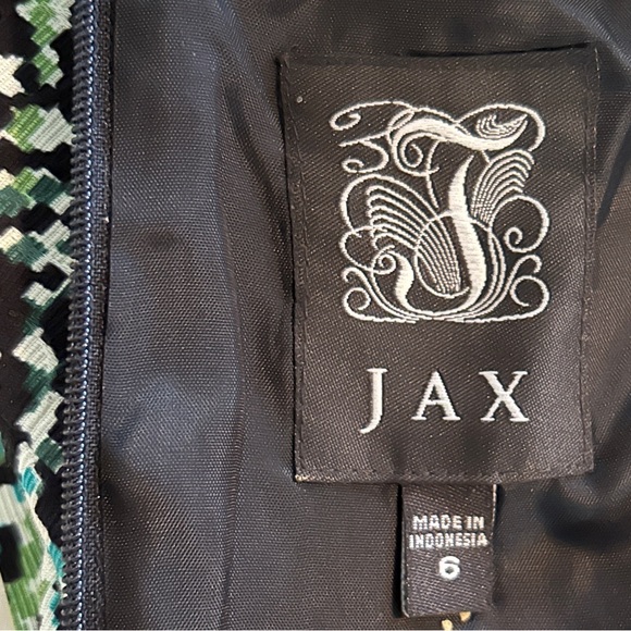 JAX Cotton Sheath Dress Green Geometric Print Size 6 - Picture 8 of 10